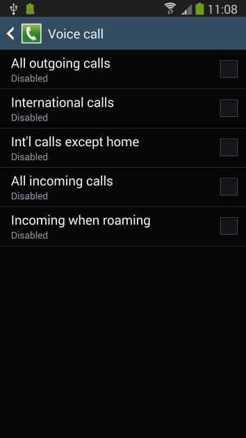 Press the required barring type.