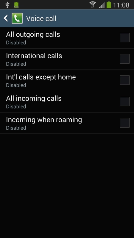 Press the required barring type.