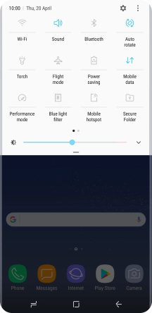 Press the mobile data icon to turn the function on or off.