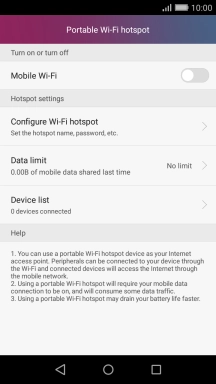 Press Configure Wi-Fi hotspot.