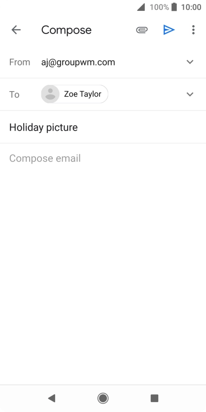 Press the text input field and write the text for your email message.