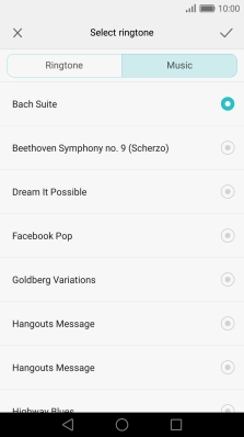 Once you've found a ring tone you like, press the confirm icon.