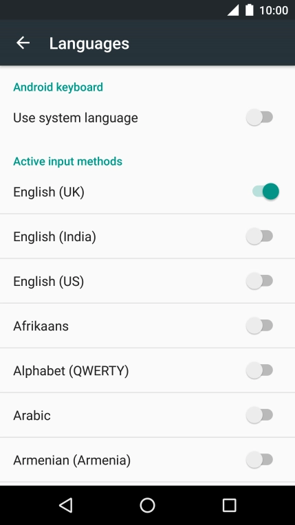 Press the required language to add it.