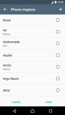 Press the add ring tone icon and go to the required ring tone.