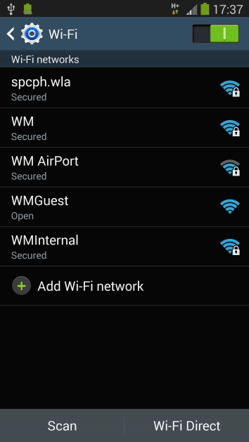 Press the required Wi-Fi network.