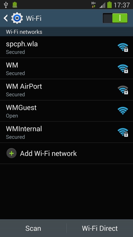 Press the required Wi-Fi network.