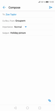 Press the text input field and write the text for your email message.
