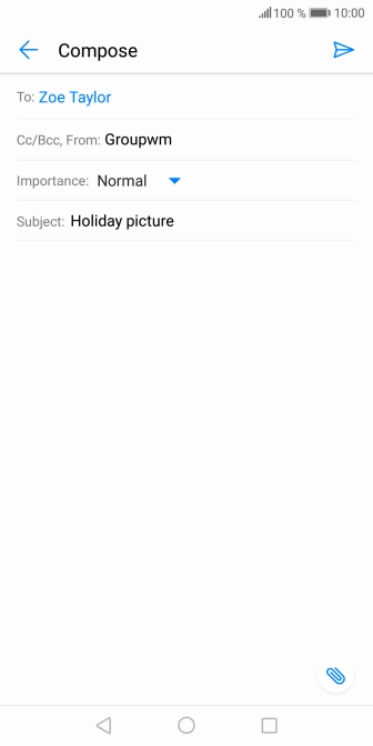 Press the text input field and write the text for your email message.
