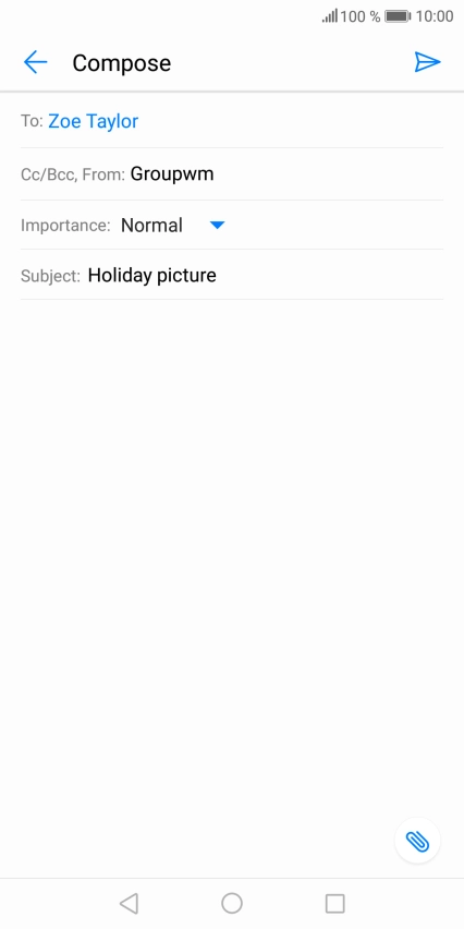 Press the text input field and write the text for your email message.
