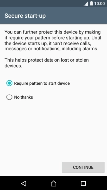Press the required setting.