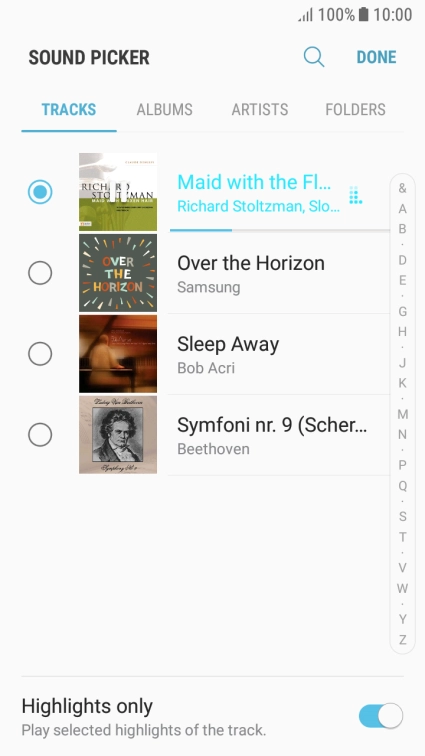Once you've found a ring tone you like, press DONE.
