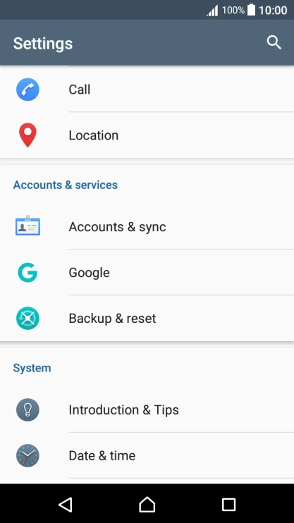 Press Backup & reset.