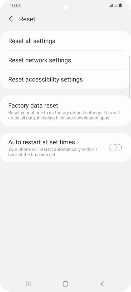 Press Factory data reset.