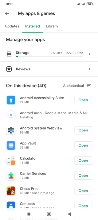 Press the required app.