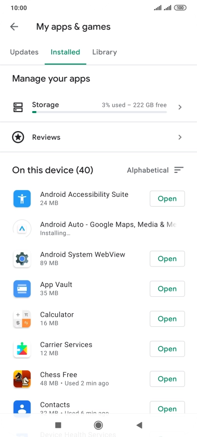 Press the required app.