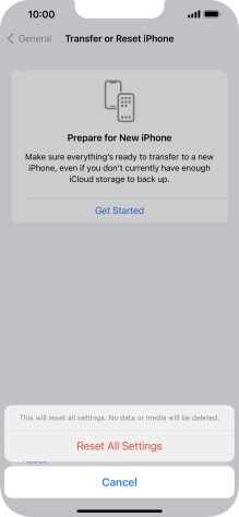 Press Reset All Settings.