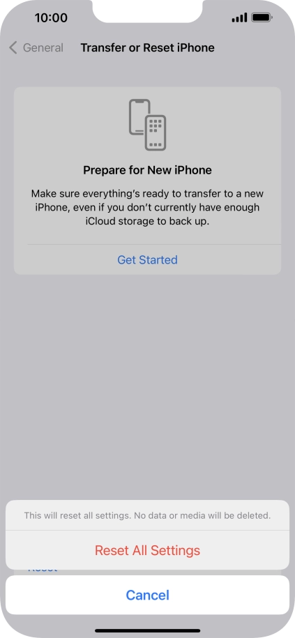 Press Reset All Settings.