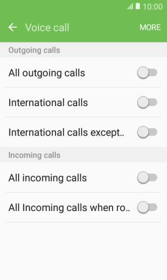 Press the required barring type.