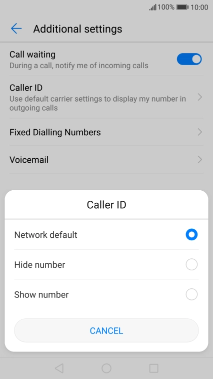 Press Show number to turn on caller identification.