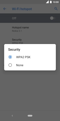 Press WPA2 PSK to password protect your Wi-Fi hotspot.