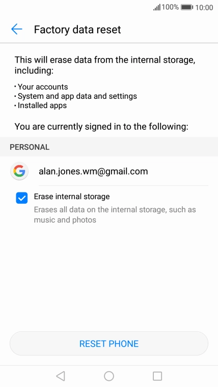 Press RESET PHONE.
