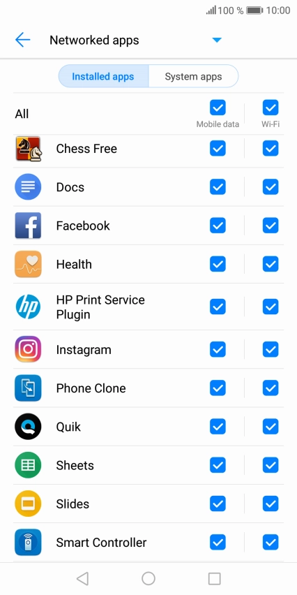 Press the field next to the application name in the 