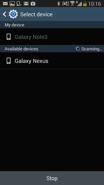 Press the required Bluetooth device and wait while the file is transferred.