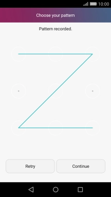 Slide your finger across the screen to connect at least four points and press Continue.
