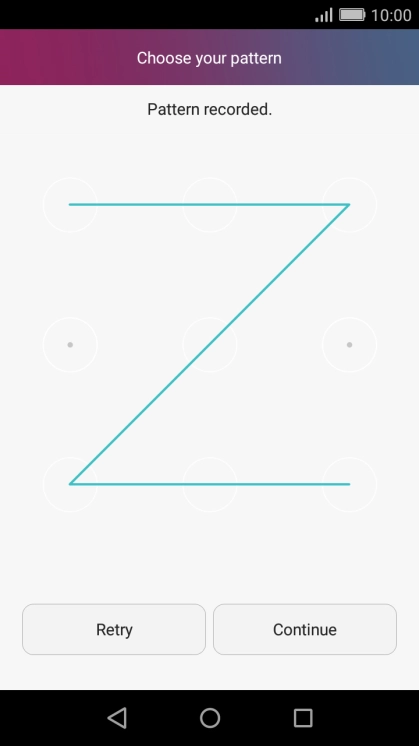 Slide your finger across the screen to connect at least four points and press Continue.