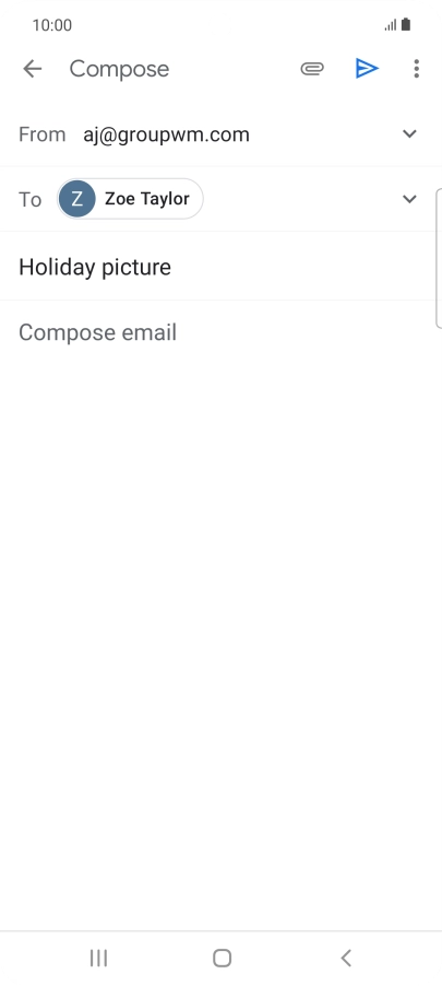 Press the text input field and write the text for your email message.