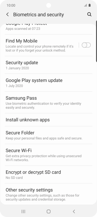 Press Other security settings.