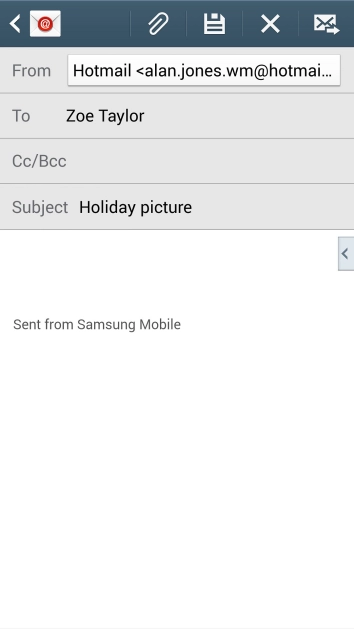 Press the text input field and write the text for your email message.