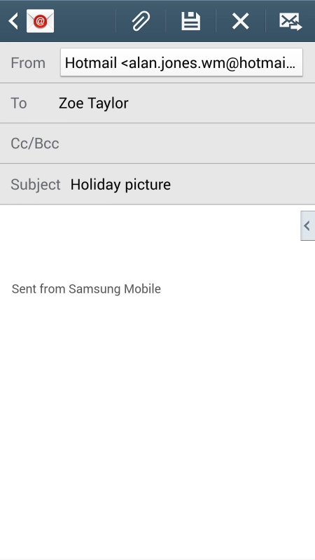 Press the text input field and write the text for your email message.