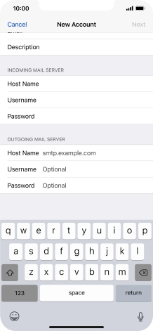 Press Host Name and key in mail.vodafone.ie.