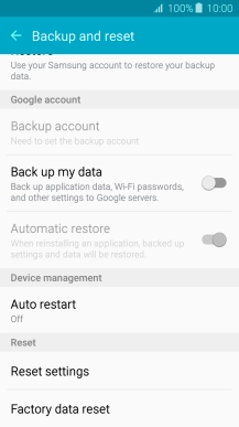 Press Factory data reset.