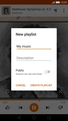 Key in a name for the playlist and press CREATE PLAYLIST.