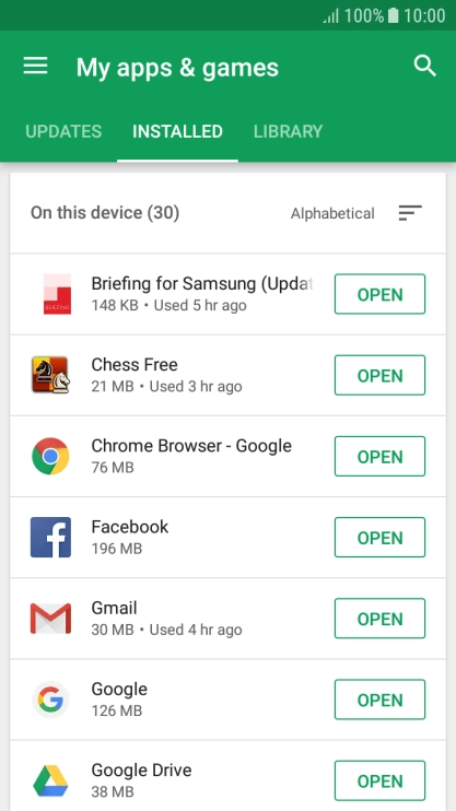 Press the required app.