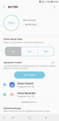 Press the required setting.
