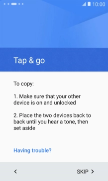 Follow the instructions on the screen to establish a connection from your phone to another phone via NFC. Follow the instructions on the other phone's screen to confirm the connection to your phone.