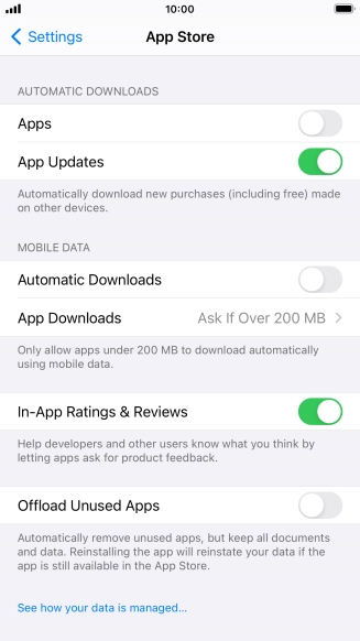 Press the indicators next to the required content types to turn the function on or off.