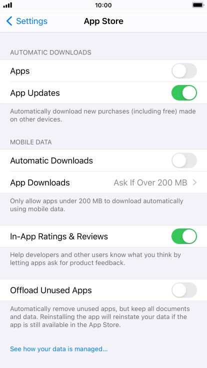 Press the indicators next to the required content types to turn the function on or off.