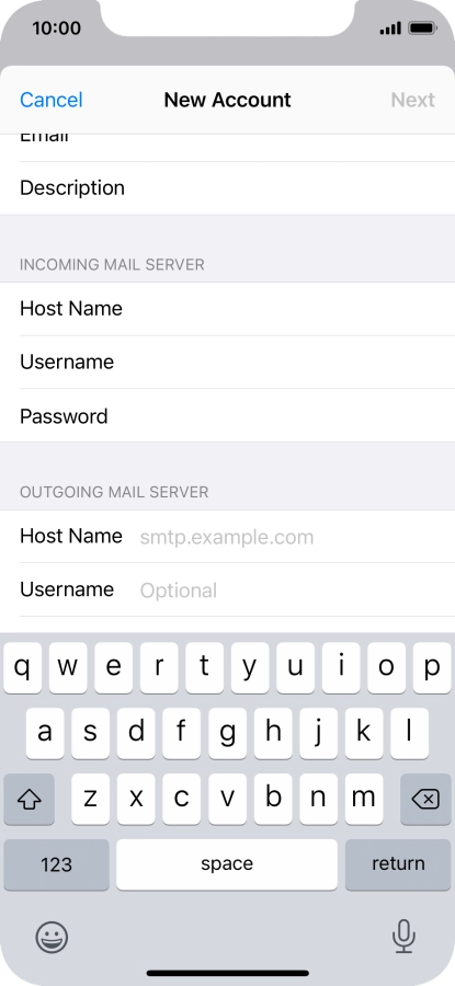 Press Host Name and key in mail.vodafone.ie.