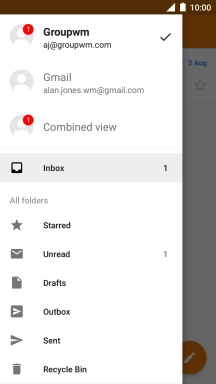 Press the required email account.