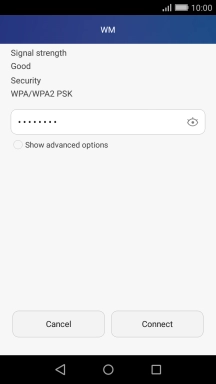 Key in the password for the Wi-Fi network and press Connect.