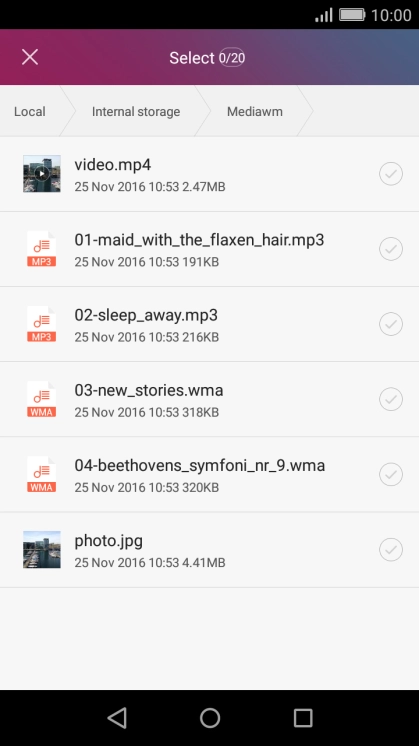 Press the required file.