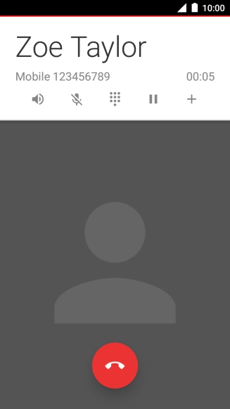 Press the end call icon.