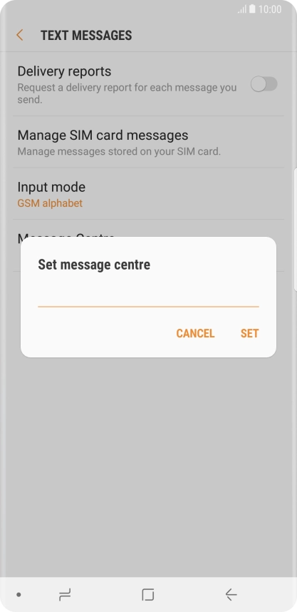 Key in +35387699989 and press SET.