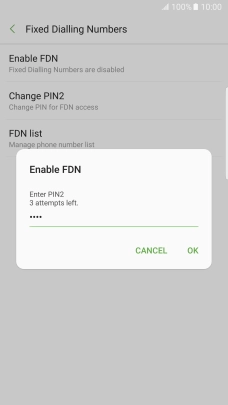 Key in your PIN2 and press OK.