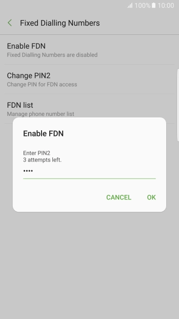 Key in your PIN2 and press OK.