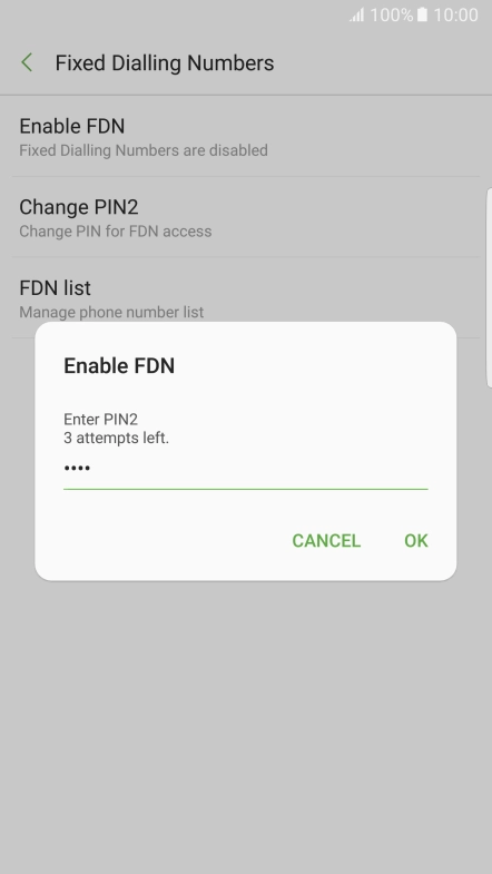 Key in your PIN2 and press OK.